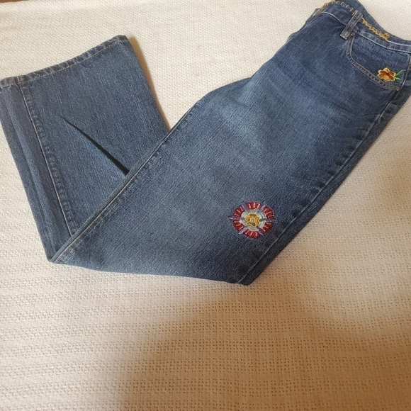 In the Wash Embroidered Colorful Sz. 34 Blue Jeans - Picture 5 of 8